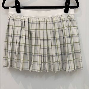 Lululemon Athletica White and Green Plaid Mini Skirt